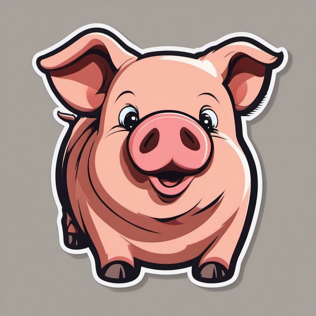 Pig cartoon - friendly, farmyard snout  cartoon sticker style