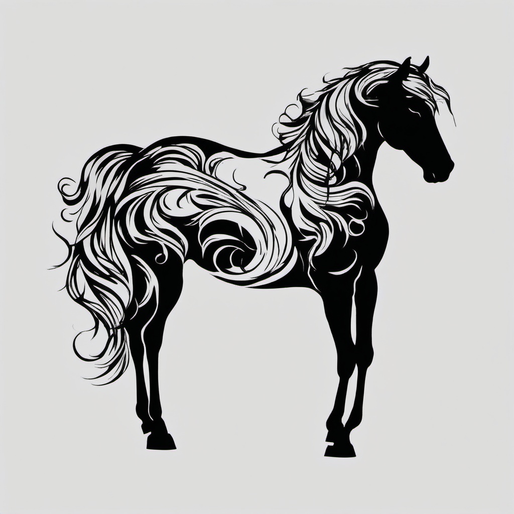 silhouette horse tattoo  simple tattoo,minimalist,white background