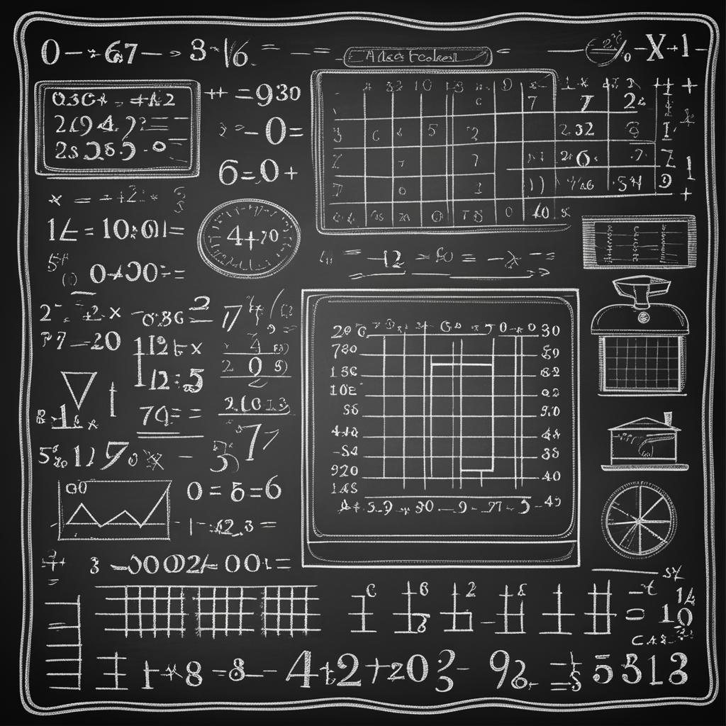 math clipart: solved on a classroom chalkboard. 