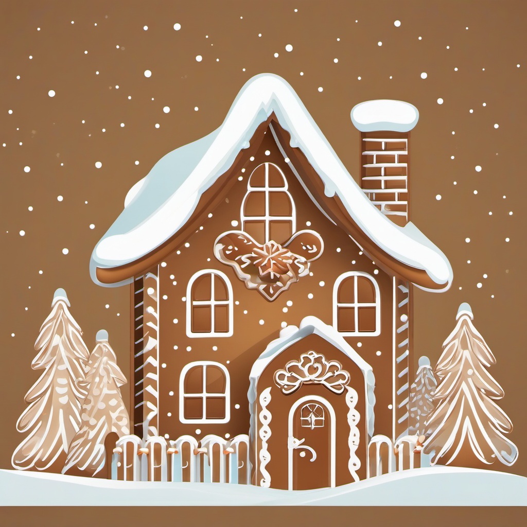 Gingerbread House clipart - gingerbread house with a winter wonderland theme  color,minimalist,vector clipart