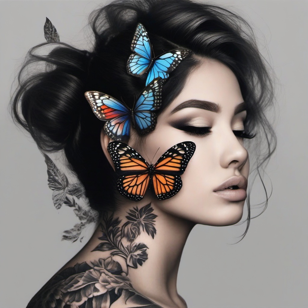 half woman half butterfly tattoo  