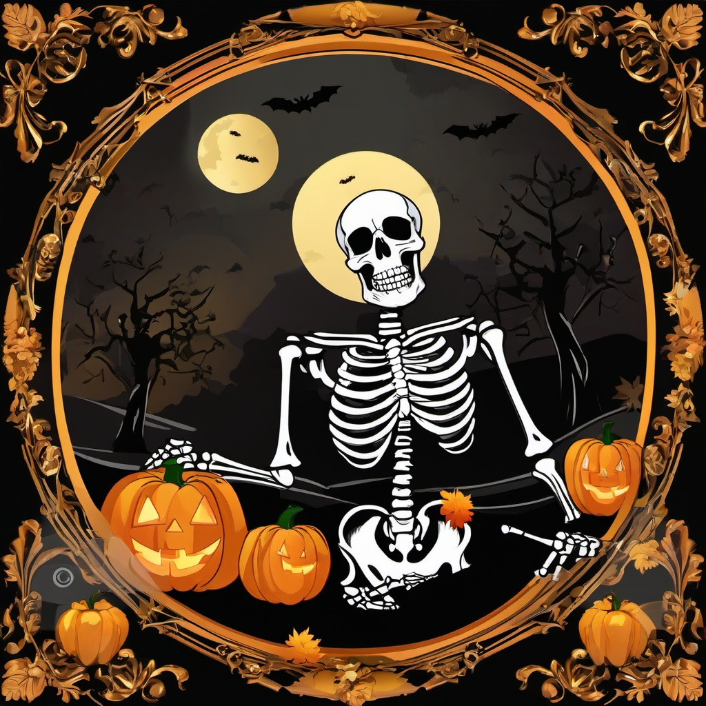 Skeleton clipart - skeleton in a Halloween scene  clipart