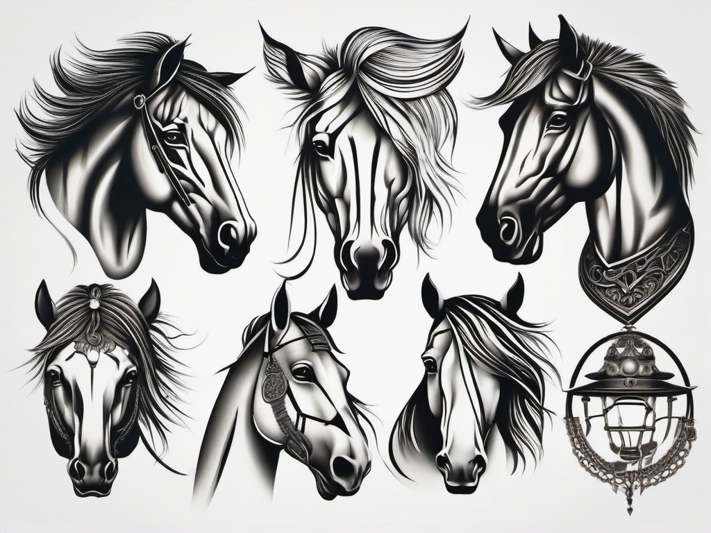 Crazy Horse Tattoos - Embrace the unconventional and wild with crazy horse tattoos, featuring designs that capture the untamed and rebellious spirit of these magnificent creatures.  simple tattoo,minimalist,white background