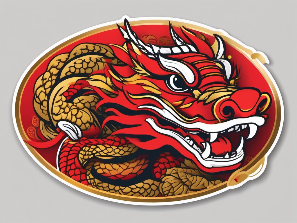 Chinese New Year sticker- Dragon Dance Festival, , sticker vector art, minimalist design