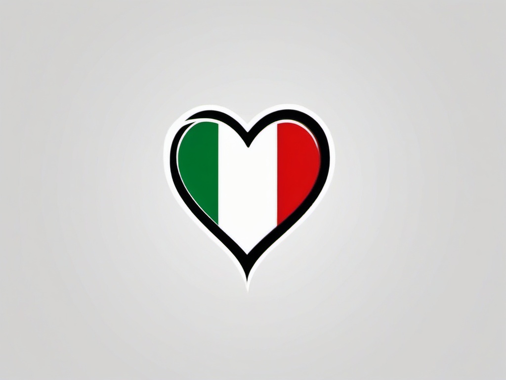 italian flag heart tattoo  simple color tattoo,minimal,white background