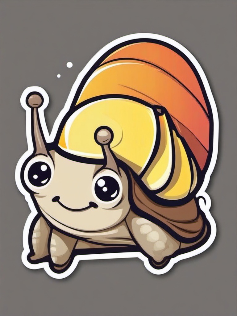 Snail Sticker - Adorable snail character, ,vector color sticker art,minimal