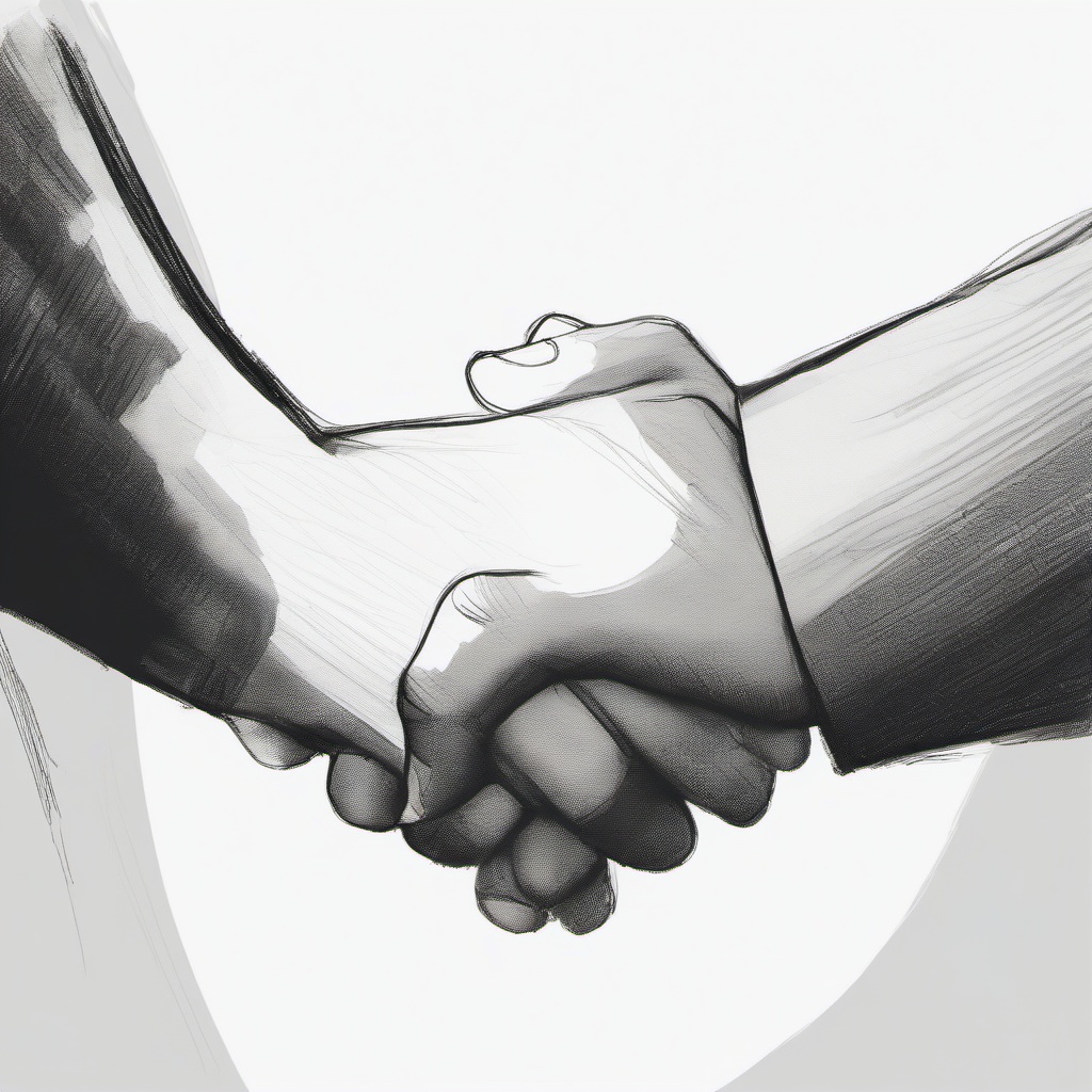 drawing of friends holding hands  minimal rough sketch scribbles,doodles,black and white