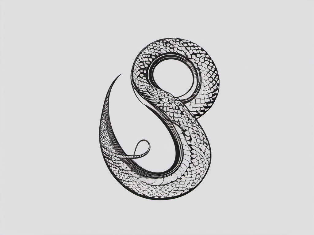 Black Serpent Tattoo - Tattoo featuring a serpent in black ink.  simple vector tattoo,minimalist,white background