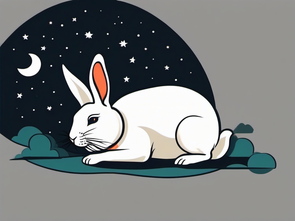 goodnight moon bunny tattoo  minimalist color tattoo, vector