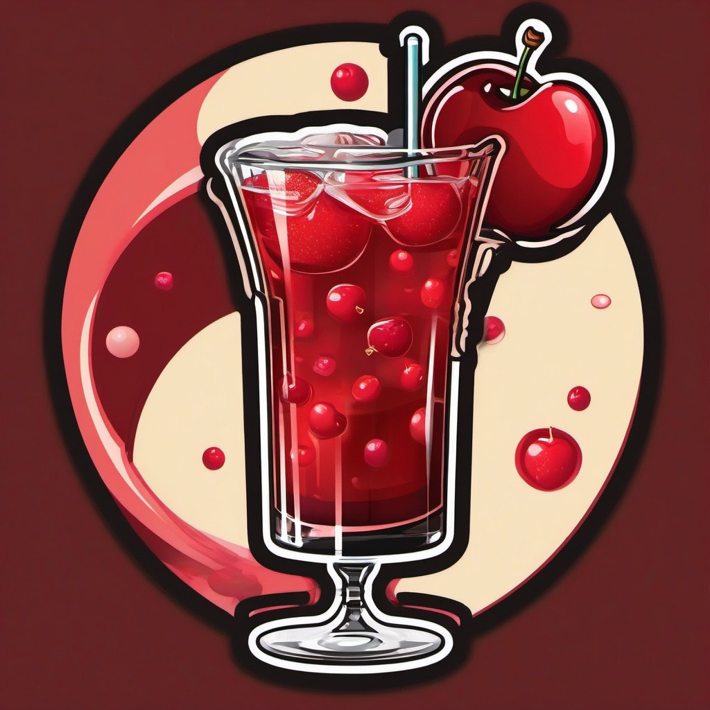 Cherry Vanilla Fizz sticker- Vodka, cherry liqueur, vanilla syrup, and soda, offering a sweet and effervescent cherry vanilla experience., , color sticker vector art