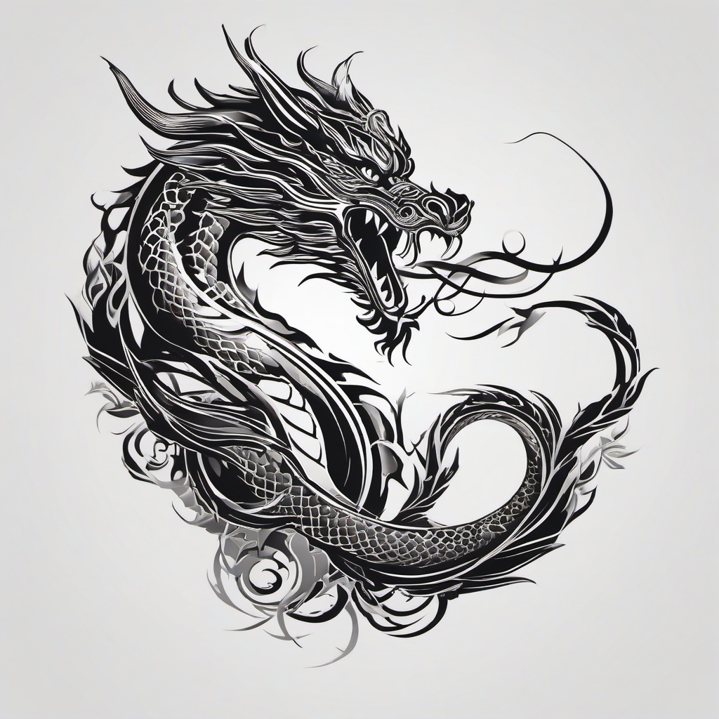 Dragon Tattoo Body - Comprehensive dragon tattoo covering various parts of the body.  simple color tattoo,minimalist,white background