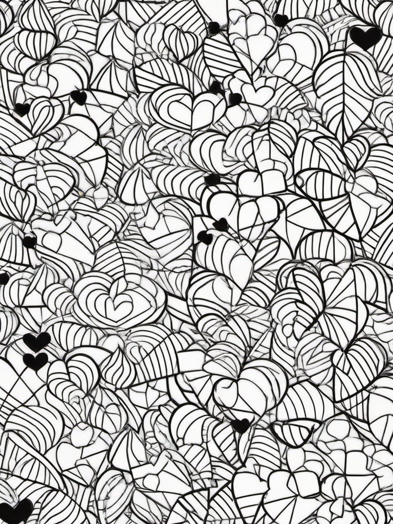 Heart Puzzle Coloring Pages - Fun Heart-Shaped Puzzle Designs  minimal black outline printable sheet, coloring page