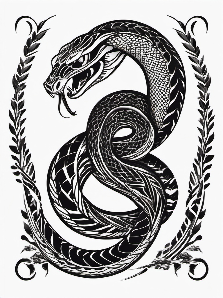 Badass Snake Tattoos - Tattoos with a bold and badass snake motif.  simple vector tattoo,minimalist,white background