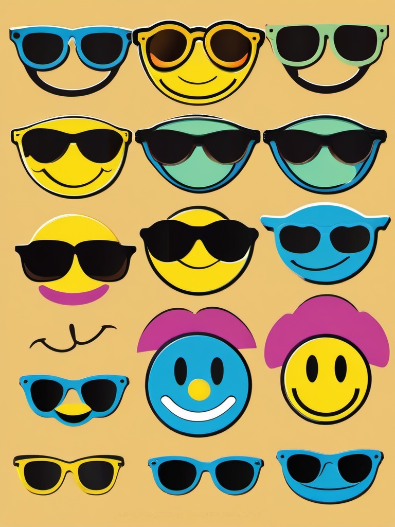 Smiley clipart - happy smiley with sunglasses  color,minimalist,vector clipart