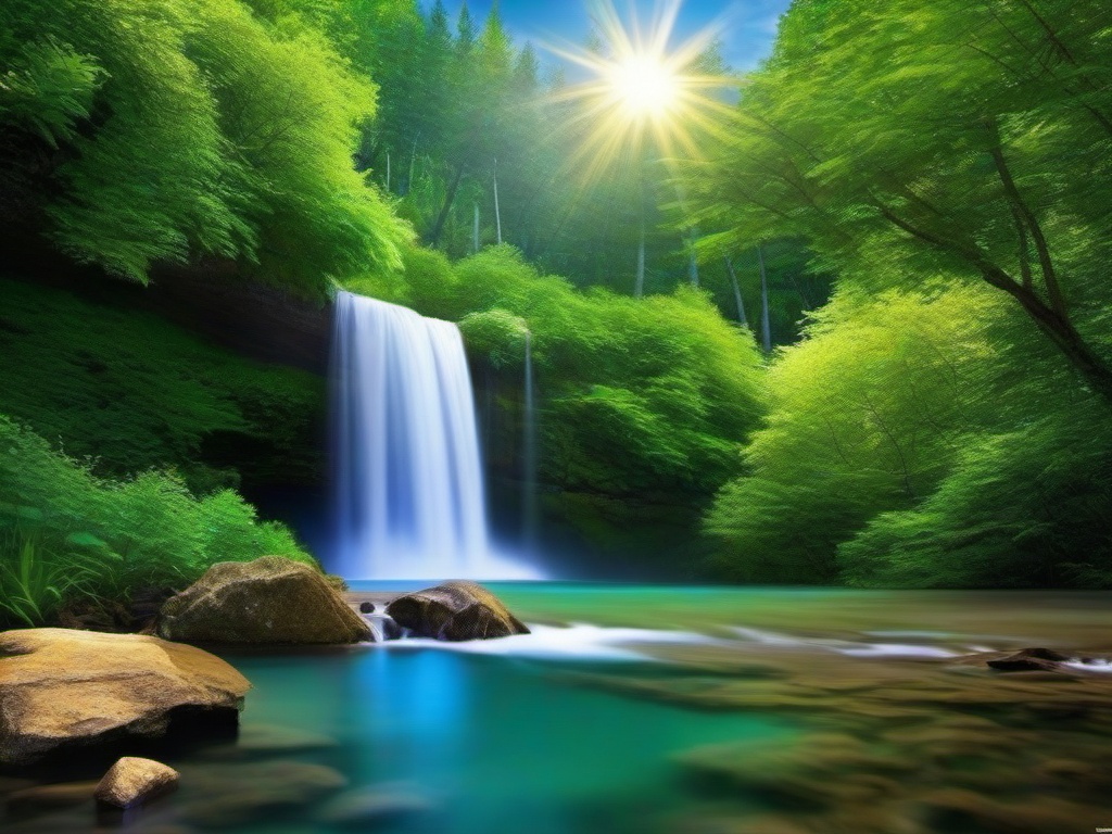 Summer Waterfall Wallpaper  background