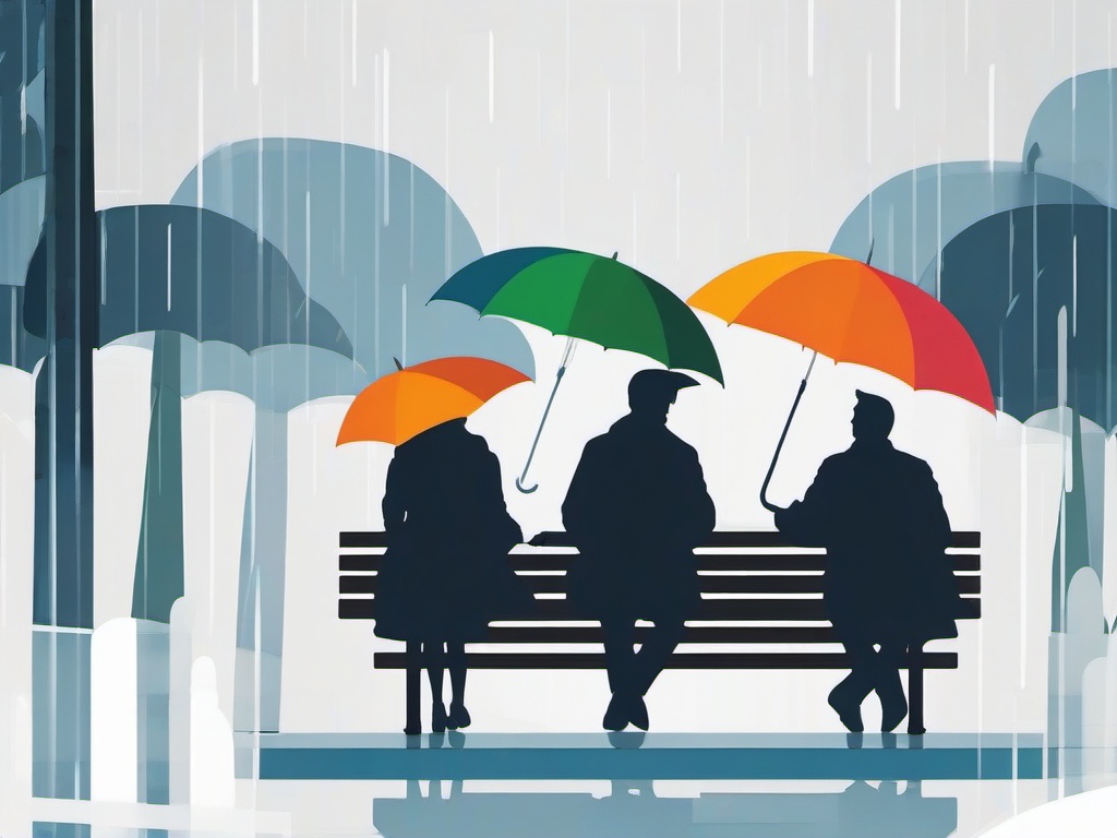 Umbrella clipart - couple under an umbrella in the rain  color,minimalist,vector clipart