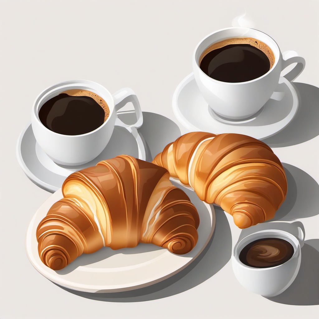 Breakfast clipart - Croissant with a coffee cup.  vector style illustration, white background