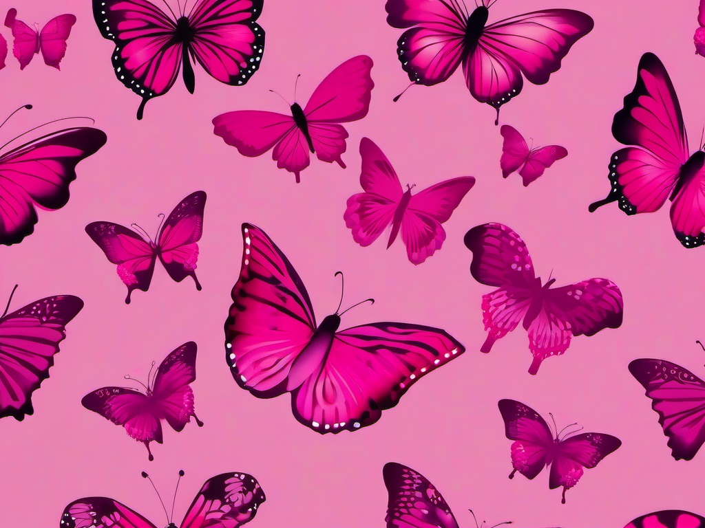 Wallpaper Pink Butterfly-Pink with a cluster of butterflies in different shades of pink  background wallpaper