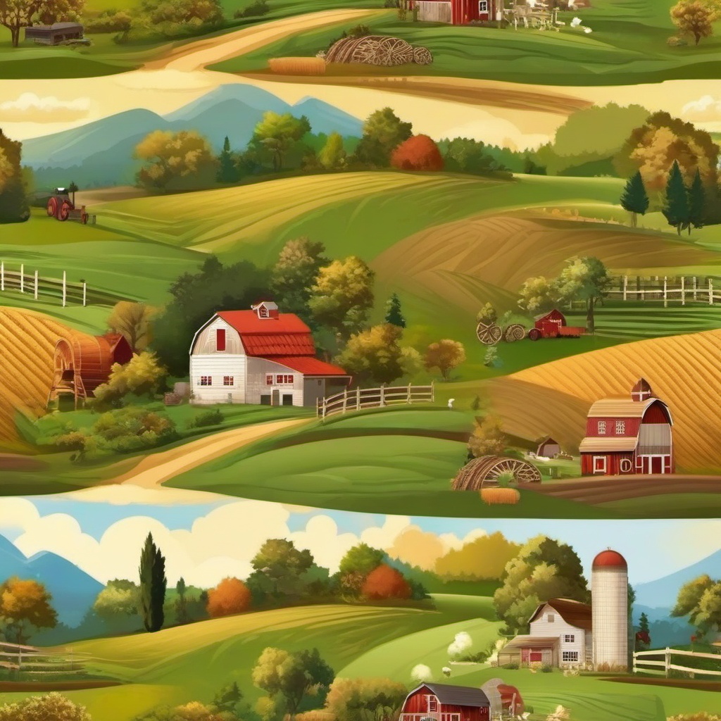 Country Wallpapers - Rural Farm Life in the Countryside  wallpaper style, intricate details, patterns, splash art, light colors