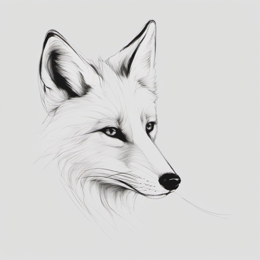 drawing of a pale fox  minimal rough sketch scribbles,doodles,black and white