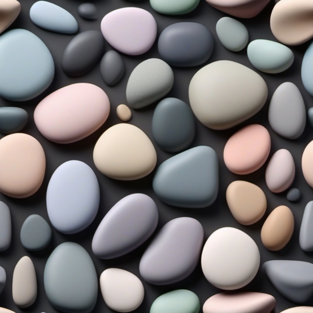 Smooth garden stones with an array of sizes and soft, pastel colors top view, product photoshoot realistic background, hyper detail, high resolution