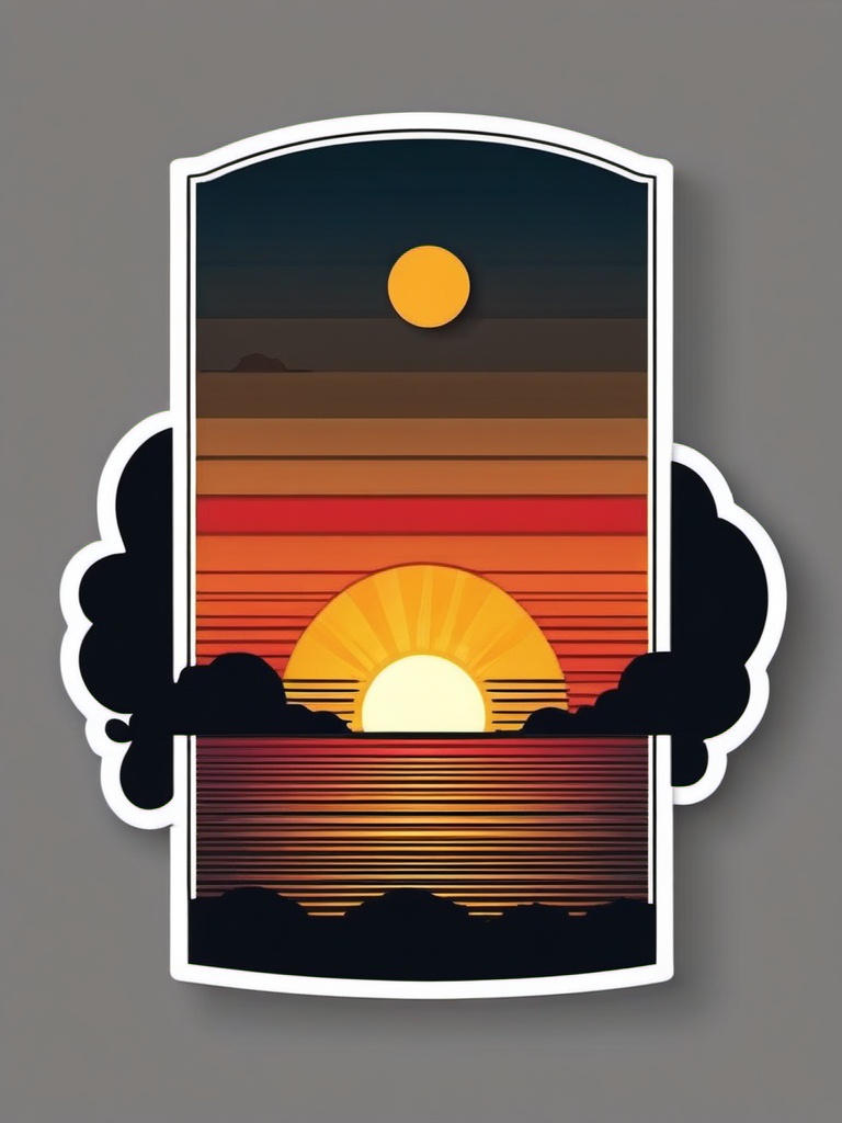 Sunrise Sticker - The sun rising over the horizon, ,vector color sticker art,minimal