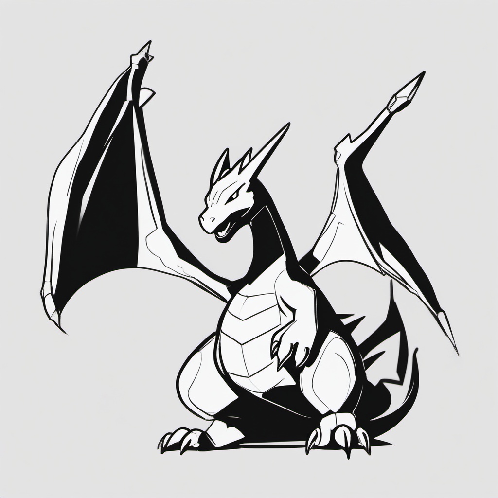 sketch of charizard  minimal rough sketch scribbles,doodles,black and white