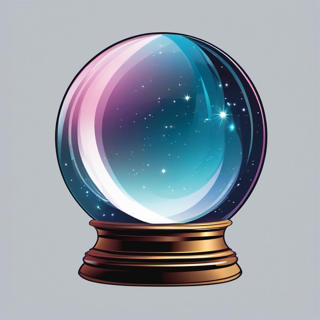 Crystal Ball Clipart - A crystal ball with mystical visions of the future swirling within.  color clipart, minimalist, vector art, 