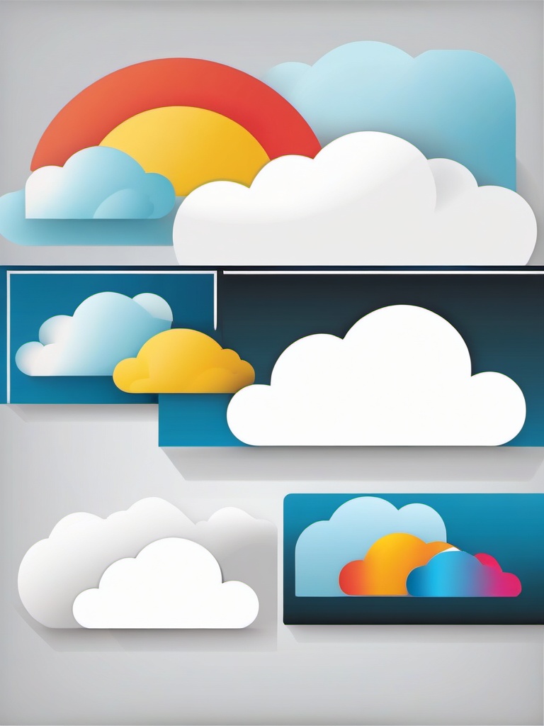 Clipart of a Cloud - Cloud icon representing cloud computing and storage,  color vector clipart, minimal style