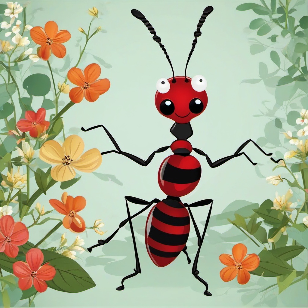 Ant clipart - ant in a playful setting  clipart