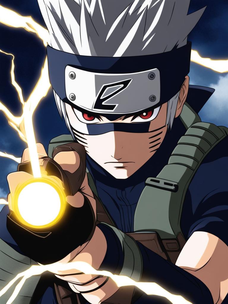 kakashi hatake uses his sharingan eye to execute lightning-fast attacks. 