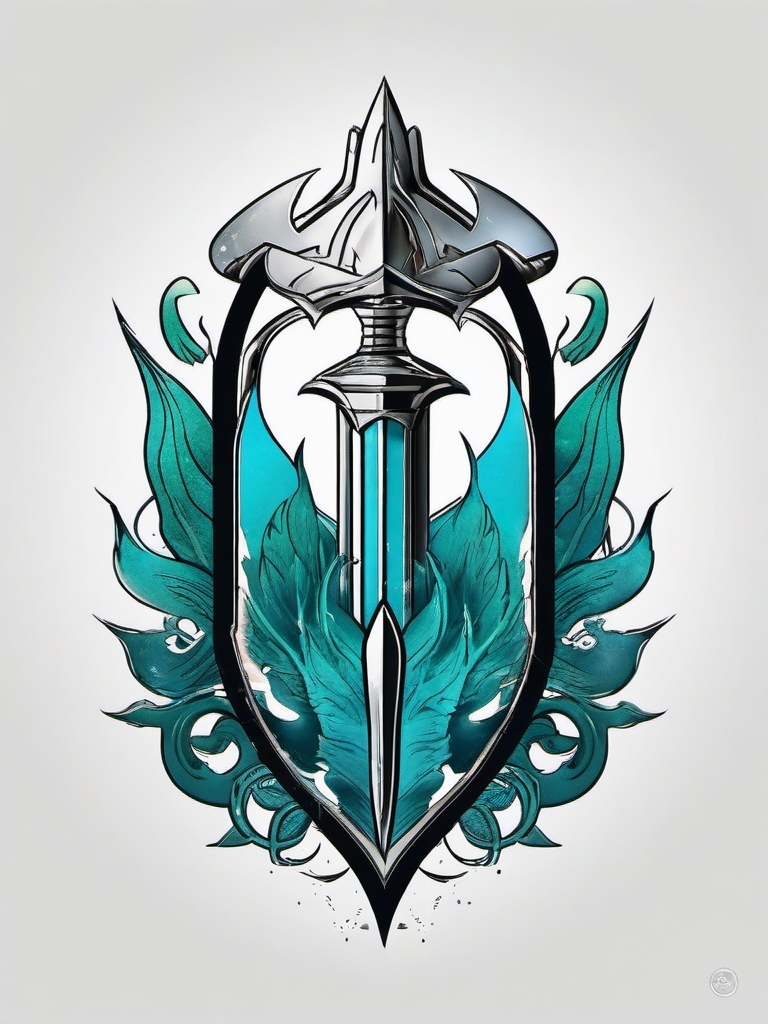 Aquaman's birthright tattoo. Legacy of the sea.  color tattoo minimalist white background