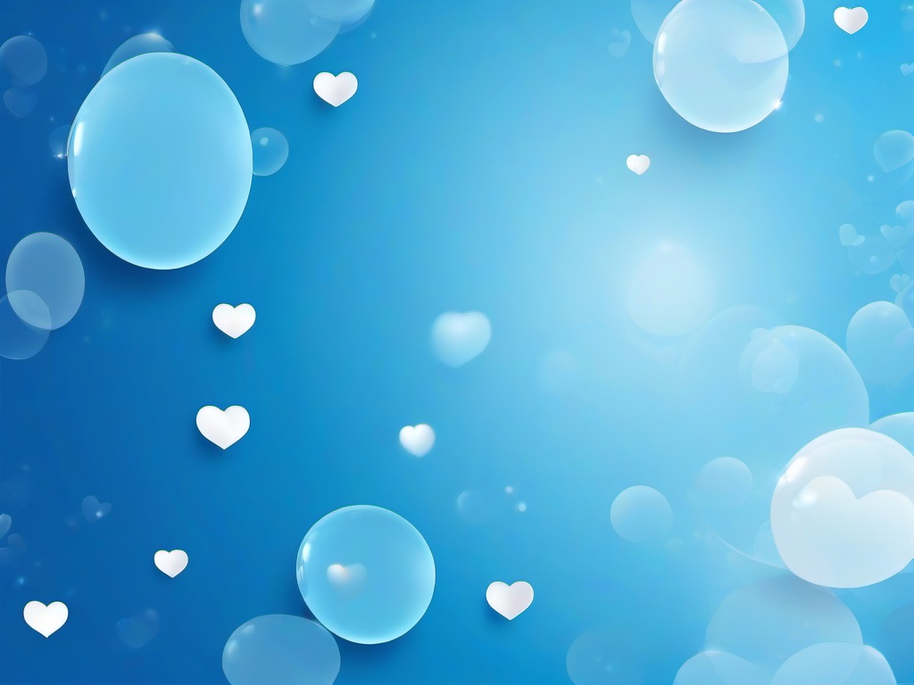 Blue Background With Heart-Light blue background with soft white and darker blue heart patterns, floating like bubbles  background wallpaper