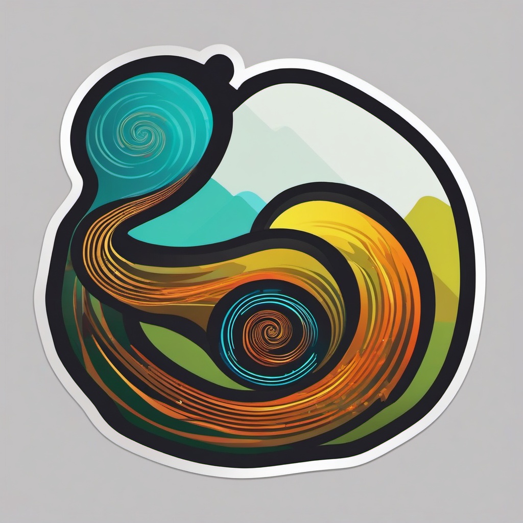 Snail Trail Sticker - Curving trail left by a snail, ,vector color sticker art,minimal