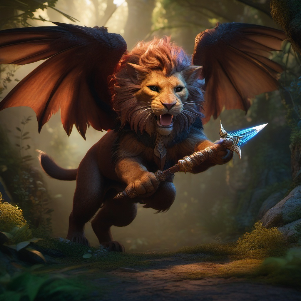 Manticore Whelp Playing Fetch with an Archer detailed matte painting, deep color, fantastical, intricate detail, splash screen, complementary colors, fantasy concept art, 8k resolution trending on artstation unreal engine 5