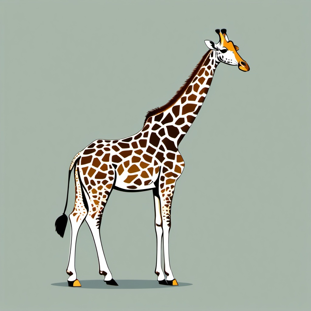 Giraffe clipart - Tallest land animal with a long neck and spotted coat, ,vector color clipart,minimal