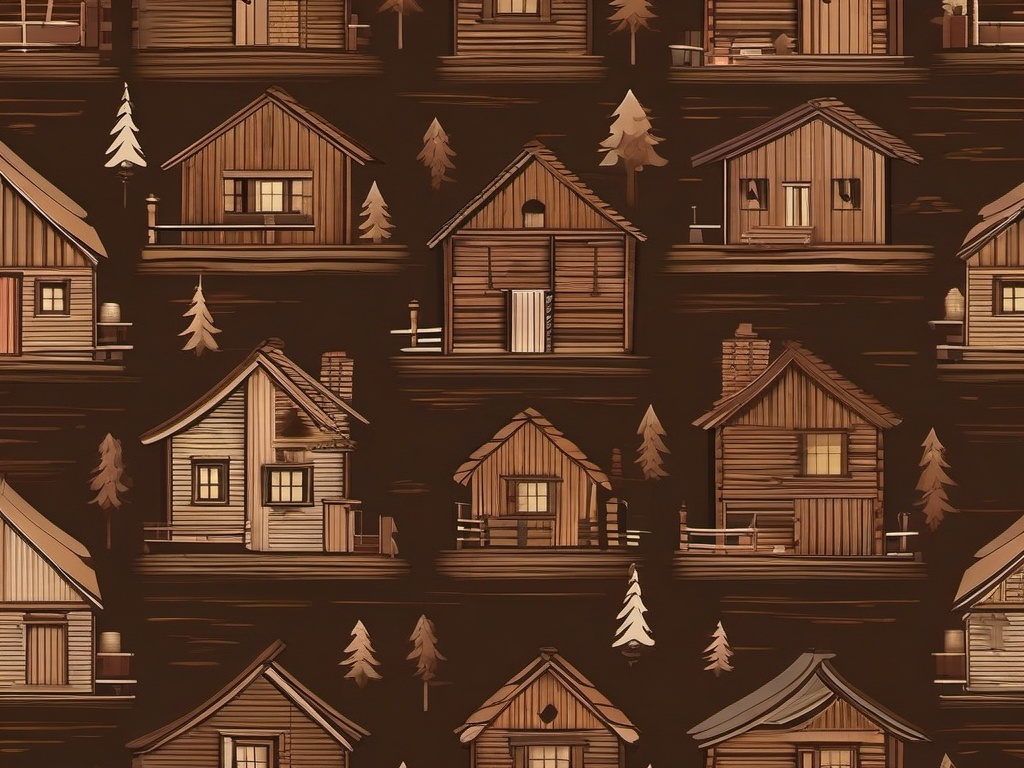 Brown Background - Rustic Cabin in the Woods  wallpaper style, intricate details, patterns, splash art, light colors