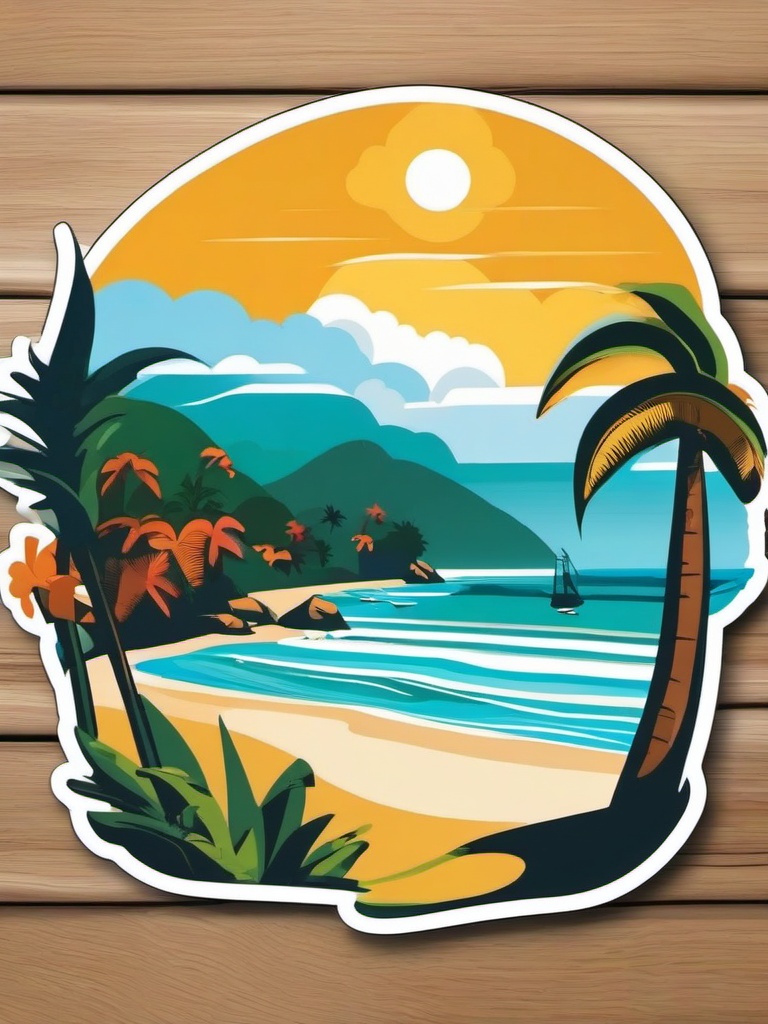 Ubatuba Beaches sticker- Beautiful beaches on the Brazilian coast, , sticker vector art, minimalist design