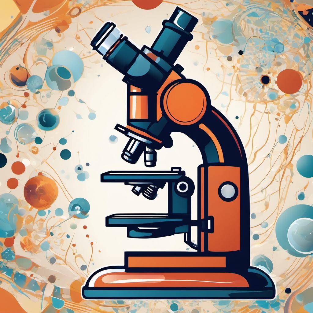 Microscope Clipart - A high-powered microscope revealing the intricate microcosm, a gateway to unseen worlds.  color clipart, minimalist, vector art, about study