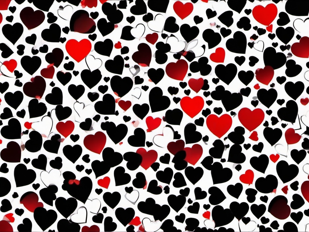 Black And Red Heart Background-Black with red hearts of various sizes scattered across, adding a romantic touch  background wallpaper