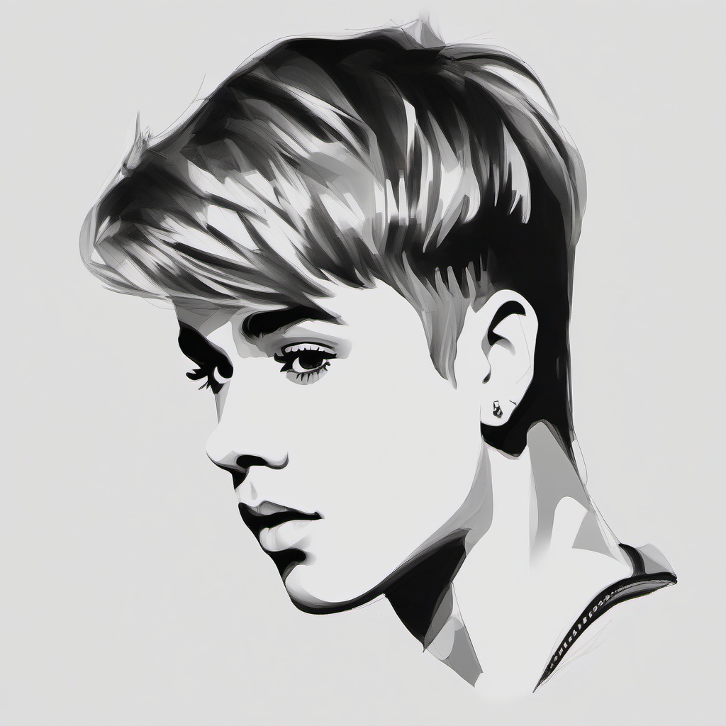 sketch of justin bieber  minimal rough sketch scribbles,doodles,black and white