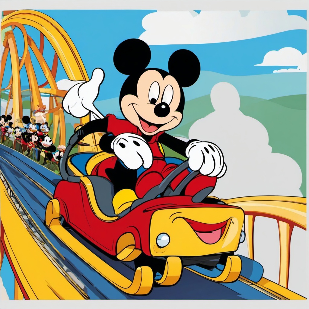 Mickey Mouse clipart - Mickey Mouse riding a rollercoaster  