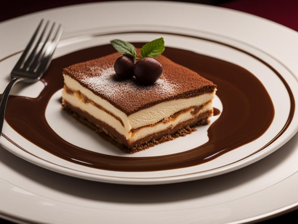 tiramisu, a classic italian dessert, savored at a romantic trattoria in venice. 