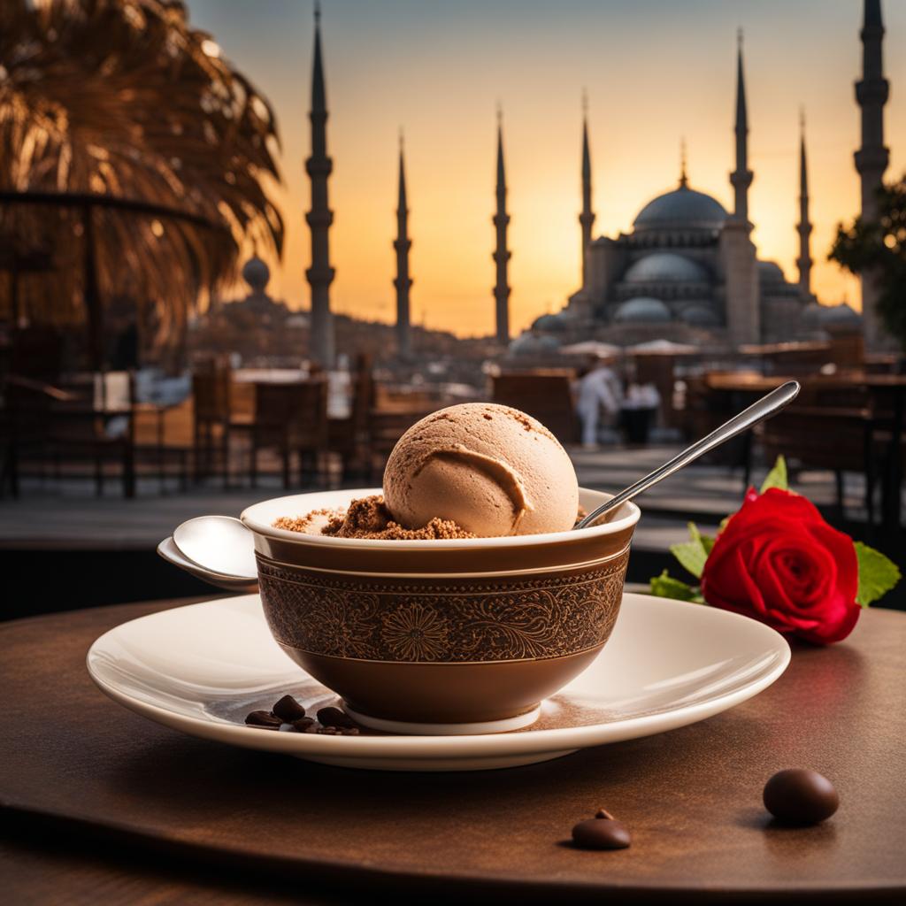 turkish coffee ice cream, a rich indulgence, devoured in the historic heart of istanbul. 