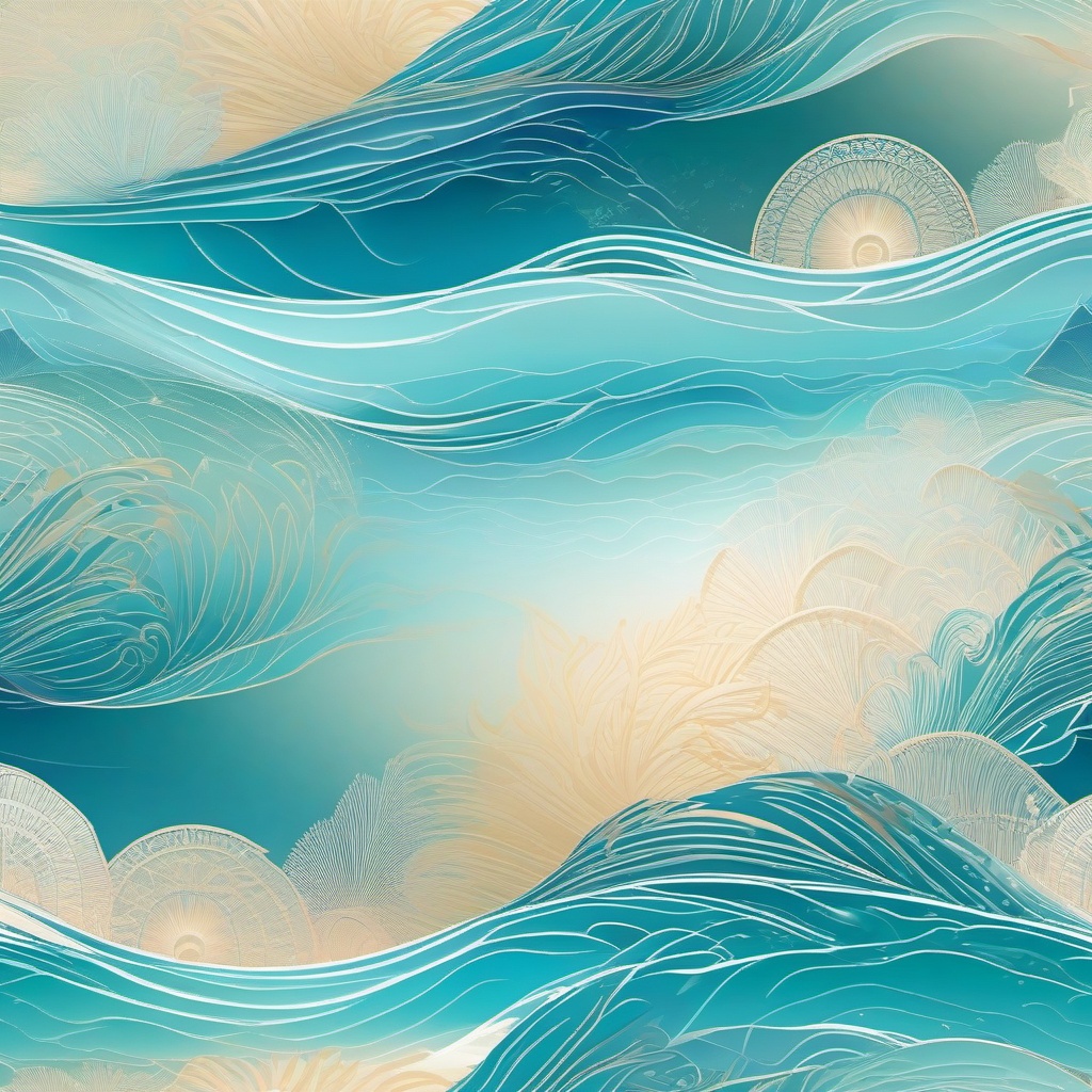 Ocean Background - Serene Beach Horizon  wallpaper style, intricate details, patterns, splash art, light colors