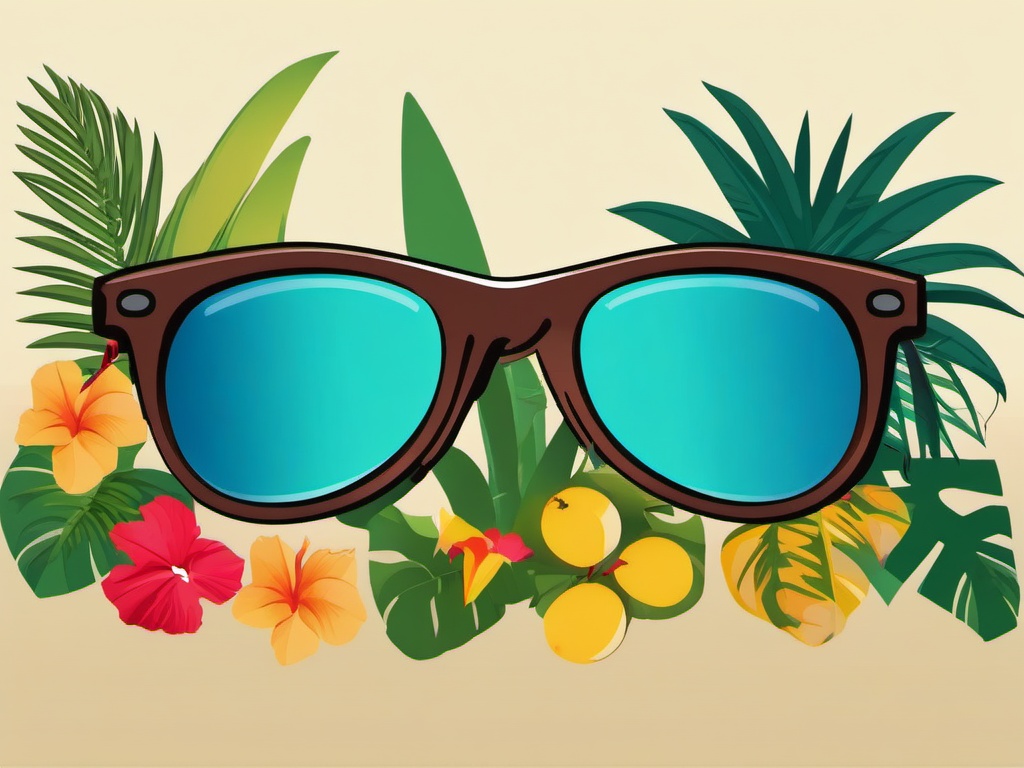 Sunglass clipart - sunglasses with a tropical background  