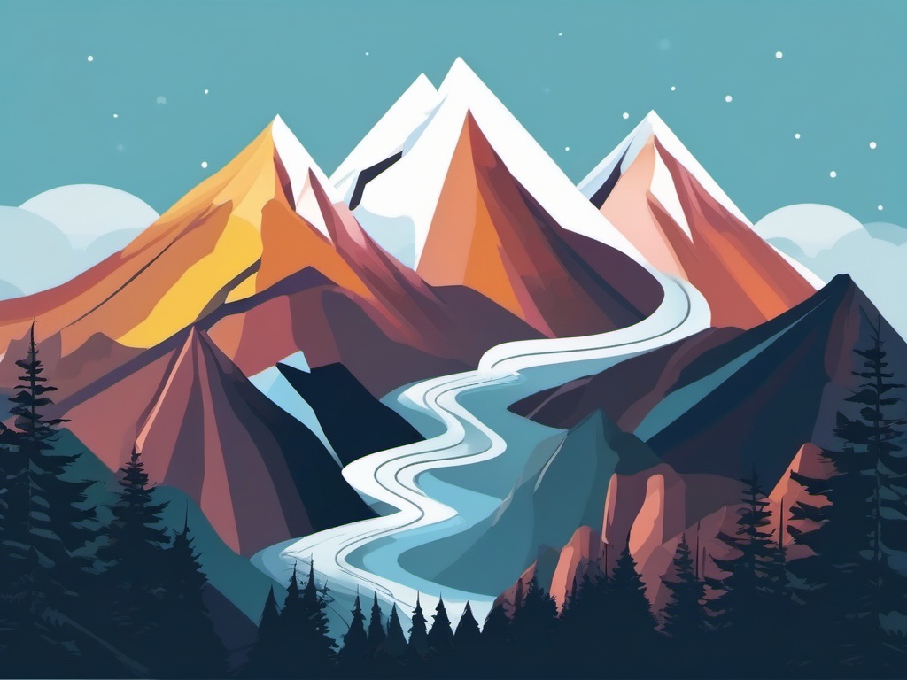 Snow-Capped Peaks Adventure clipart - Adventurous journey to peaks, ,vector color clipart,minimal