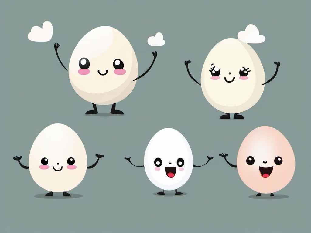 Egg clipart - cute egg character with arms and legs  color,minimalist,vector clipart