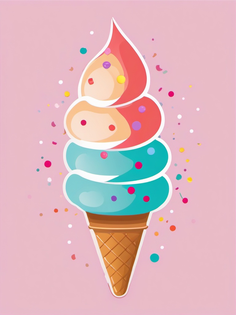 June clipart - ice cream cone with June written in sprinkles  color,minimalist,vector clipart