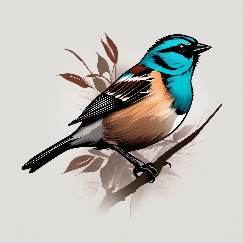 realistic sparrow tattoo design  minimalist color tattoo, vector
